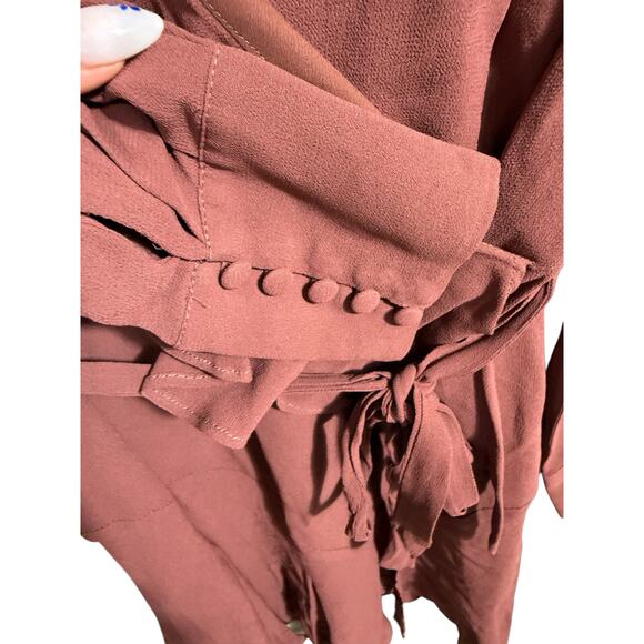 NEW- NWT Bardot Rosie Ruffle Wrap Dress Clay Pink US 6/S - Picture 4 of 7
